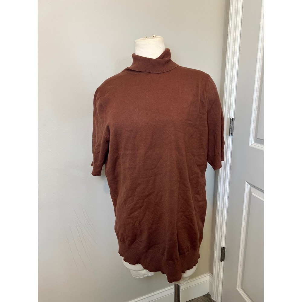 Torrid Women Short Sleeve Turtleneck Sweater Soft Knit Brown Size 2